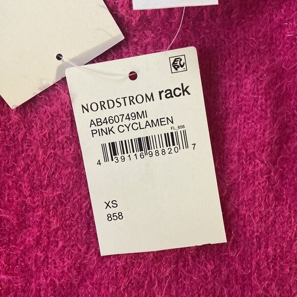 NWT Abound Fuzzy Knit Cropped Sweater Crewneck In Hot Pink Cyclamen Size Xs - Picture 8 of 10